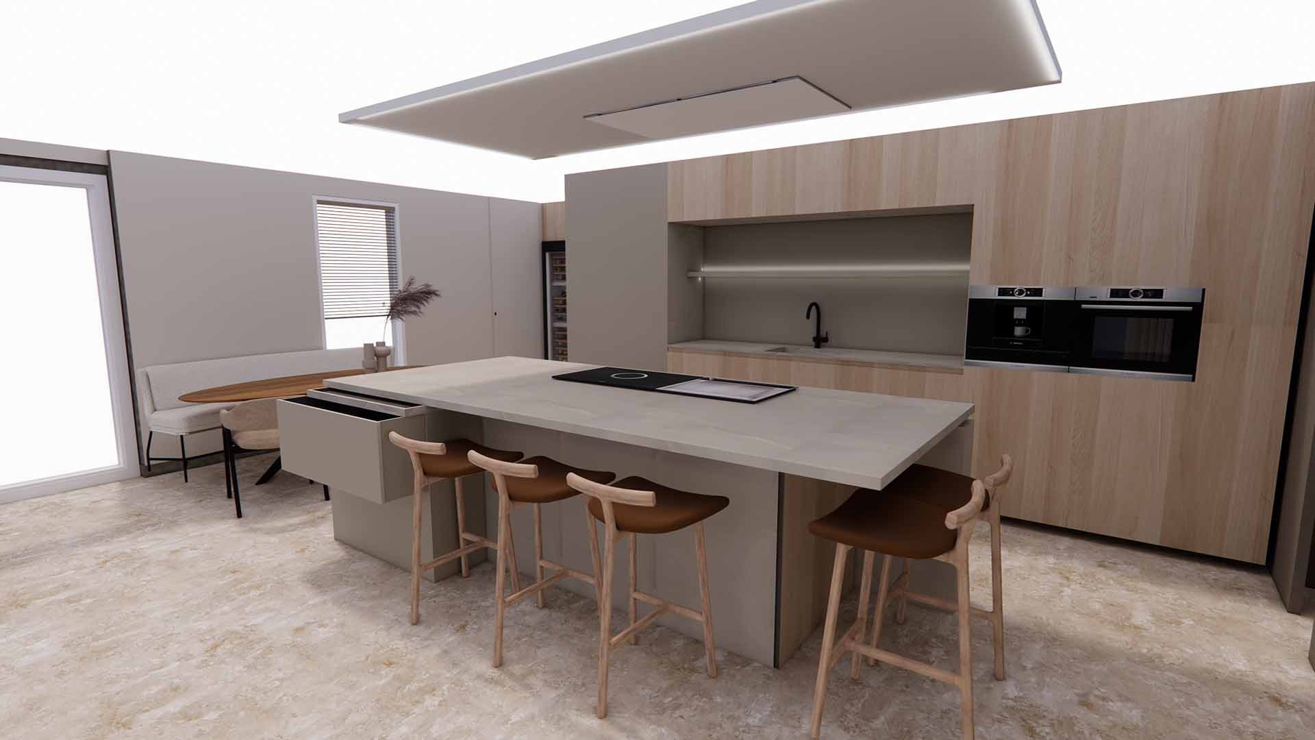 Fotorealistische rendering van een interieurontwerp